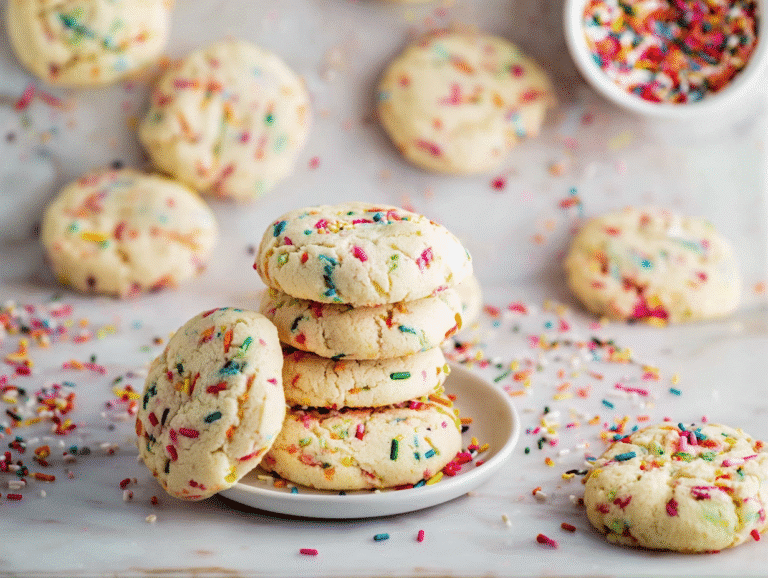 Funfetti cake mix cookies with rainbow sprinkles