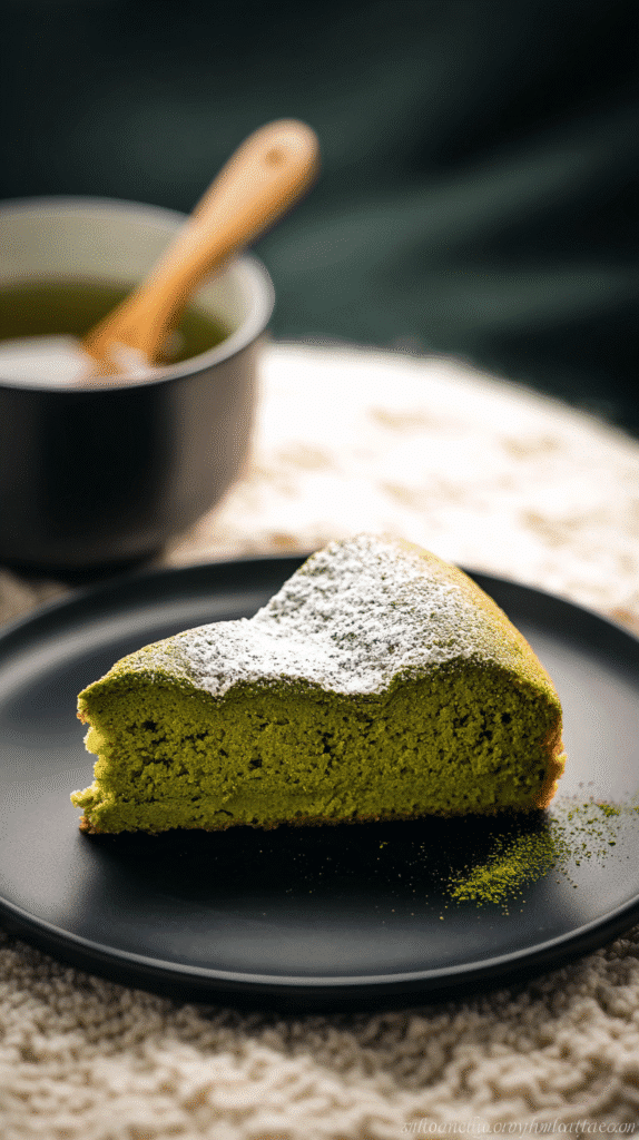 Matcha gateau recipe serving idea