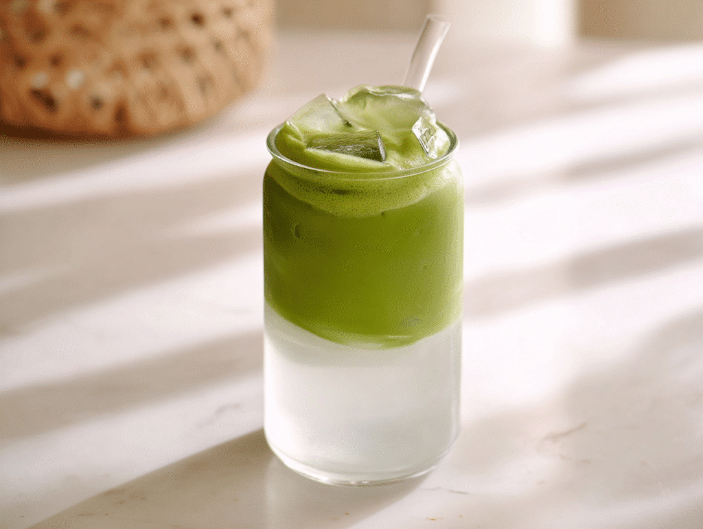 Matcha Cloud Drink in Tall Glass