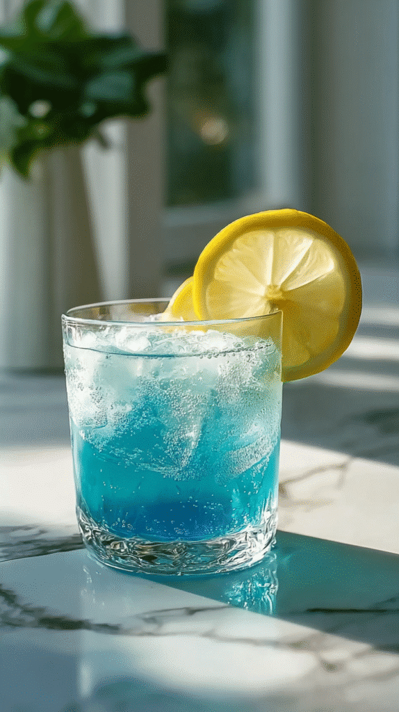 Blue salt trick recipe served with ice and mint