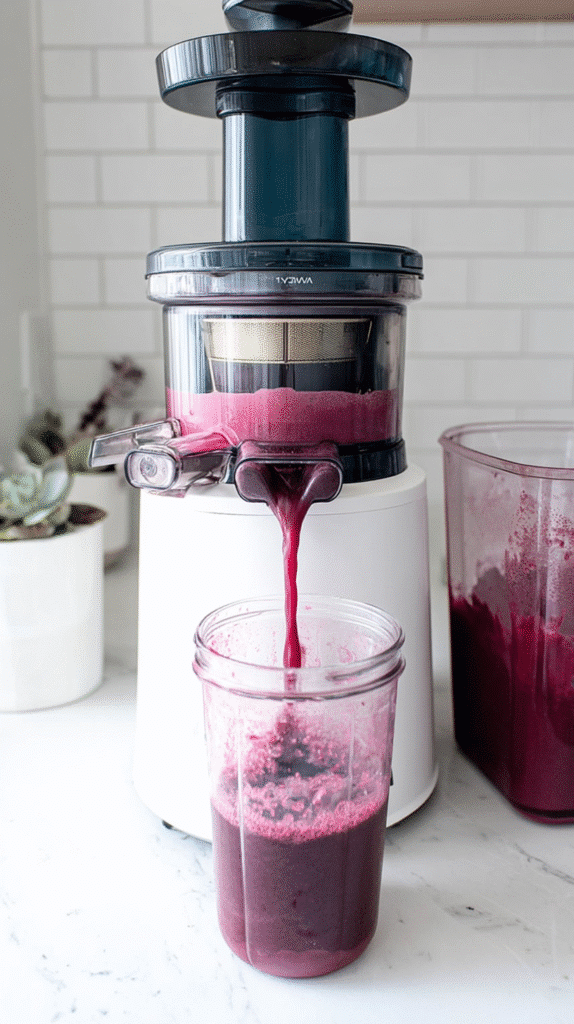 Juicing ingredients for purple juice recipe