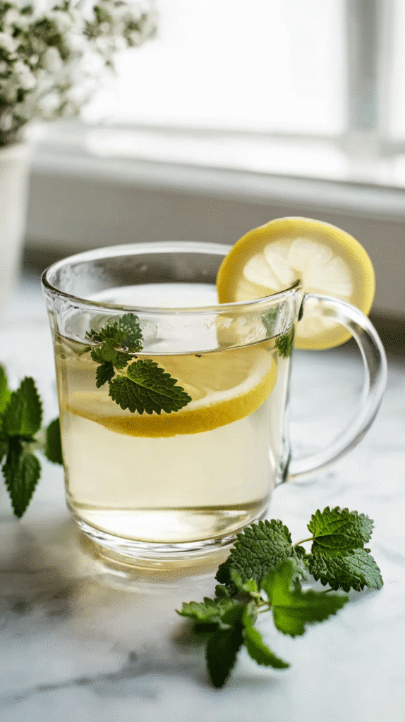 lemon balm tea recipe serving cup
