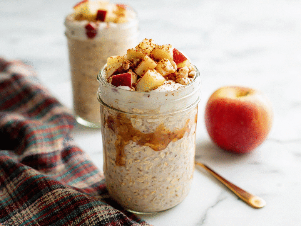 Apple Cinnamon Overnight Oats in a jar