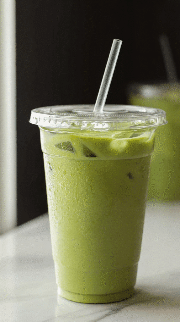 Iced Starbucks Matcha Latte Recipe served with dessert