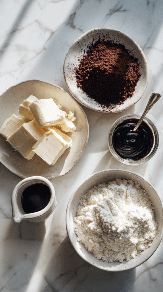 Black icing ingredients laid out