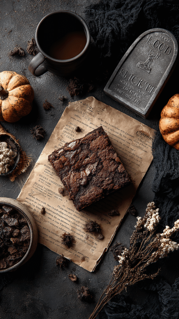 Recipe card for graveyard dirt brownies