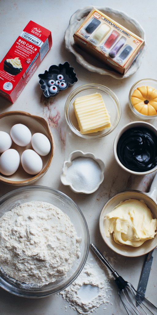 Ingredients for Halloween Augapfel Cupcakes recipe