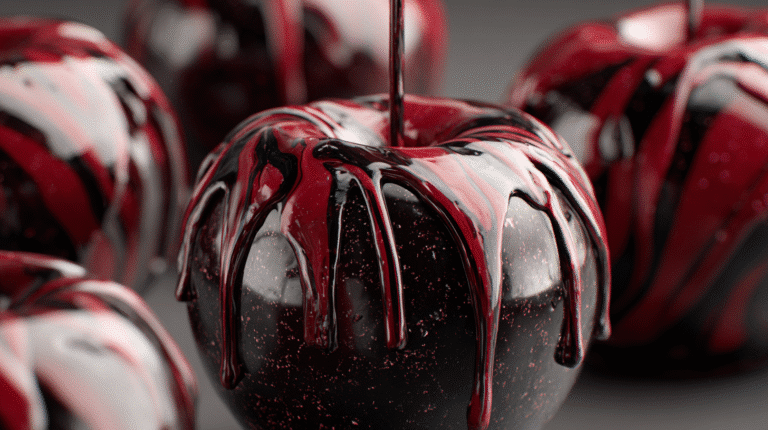 Black Swirl 'Poison' Candy Apples hero shot