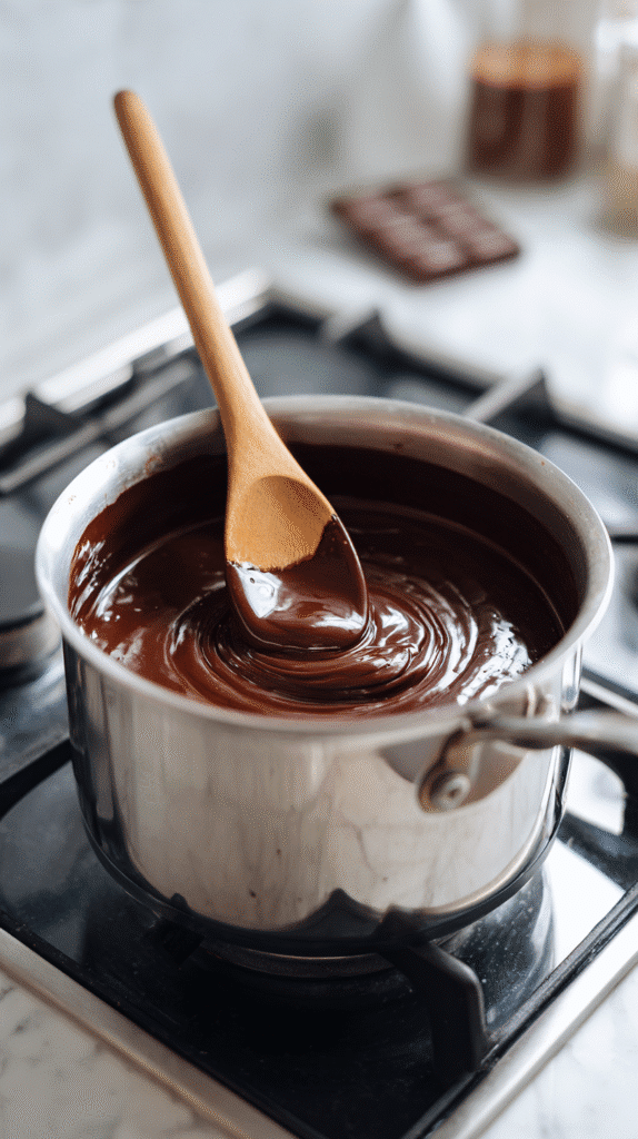 Melting chocolate for Vampire Fudge