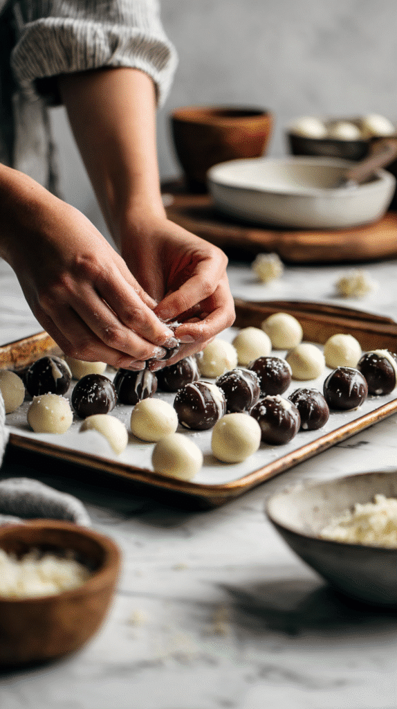 Rolling Monster Eyeballs Truffles dough