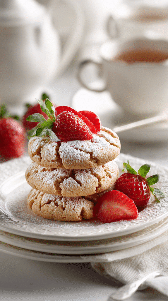 Serving the Strawberry Cheesecake Cookies with fresh garnish.