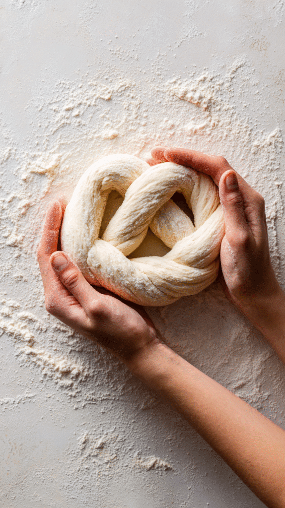 Step-by-step preparation of Cinnamon Sugar Soft Pretzels.