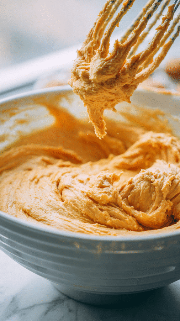 mixing pumpkin cookie dough wet ingredients