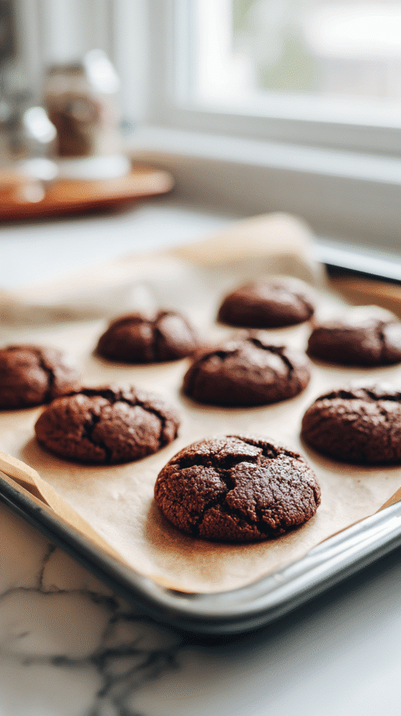 baked black velvet cheesecake cookies fresh from oven