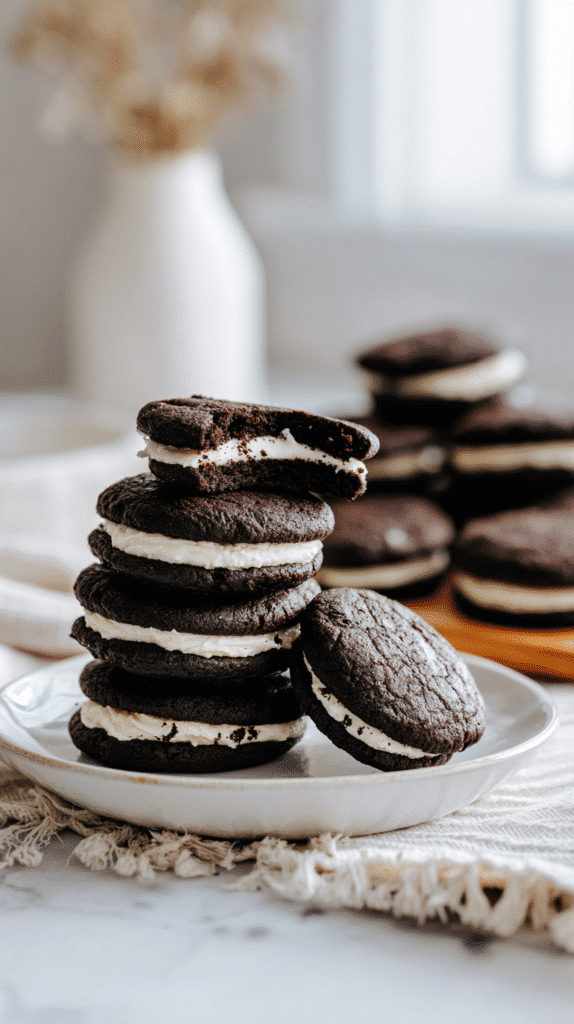 black velvet cheesecake cookies served with creamy filling inside