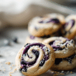 Blueberry Cheesecake Swirl Cookies recipe card with complete instructions
