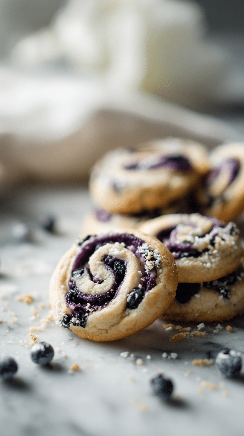 Blueberry Cheesecake Swirl Cookies recipe card with complete instructions