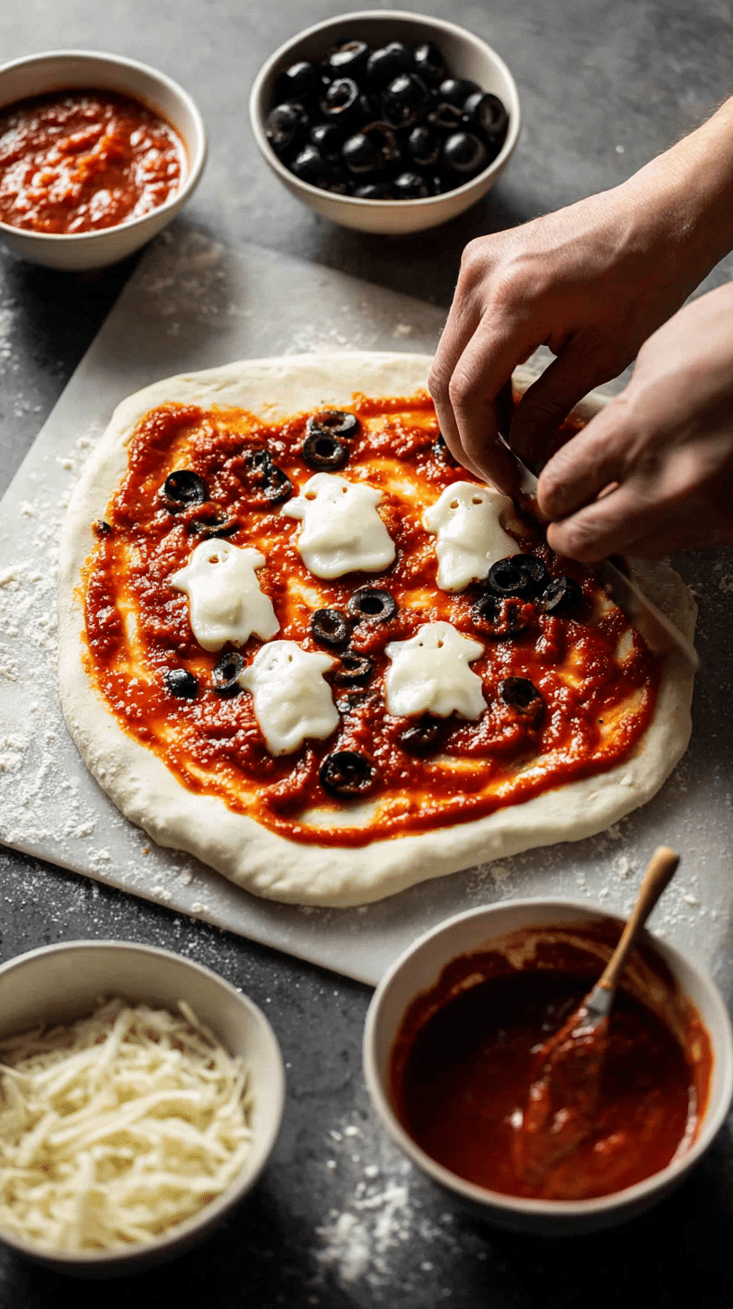 Preparing Cemetery Flatbread Pizza Recipe step by step cooking process