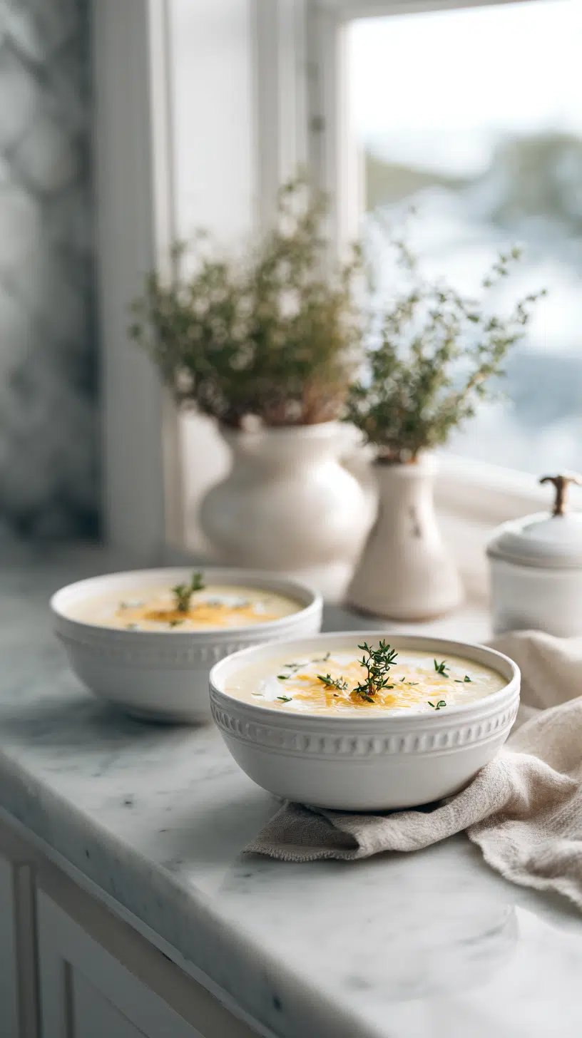 Cheddar Garlic Herb Potato Soup recipe card with complete instructions