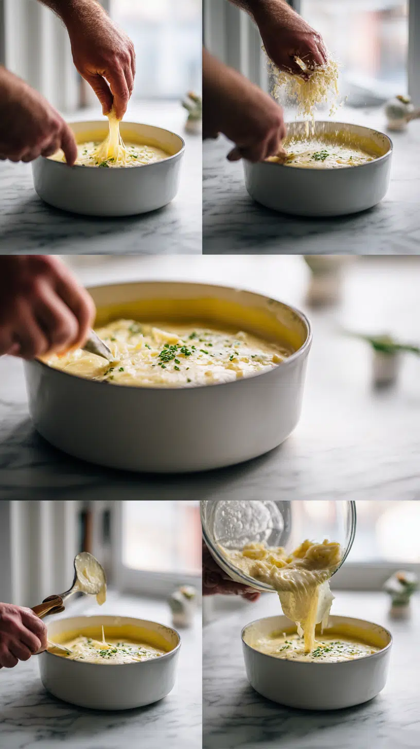 Cheddar Garlic Herb Potato Soup step 1 instructional process shot