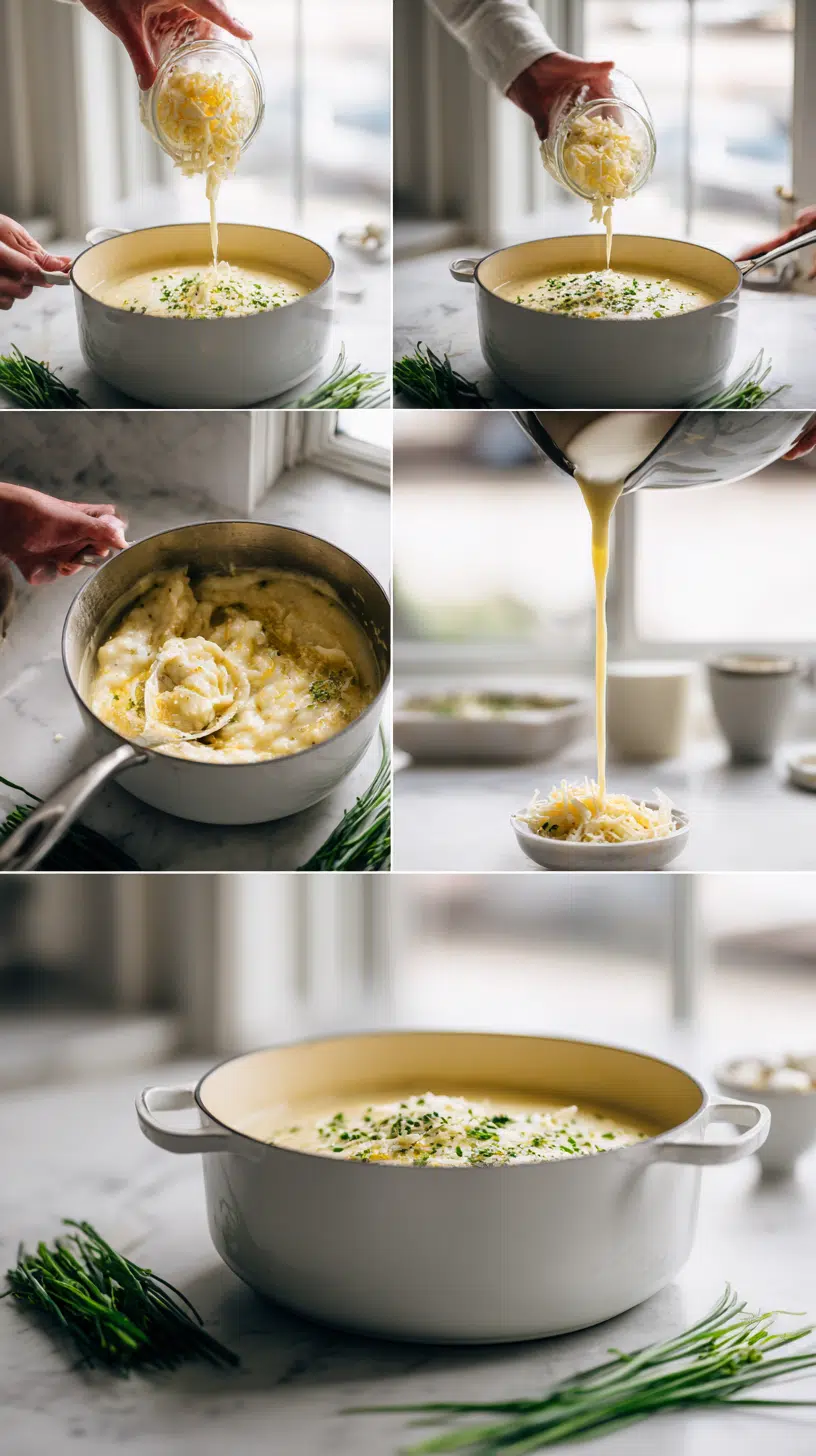 Cheddar Garlic Herb Potato Soup step 2 instructional process shot