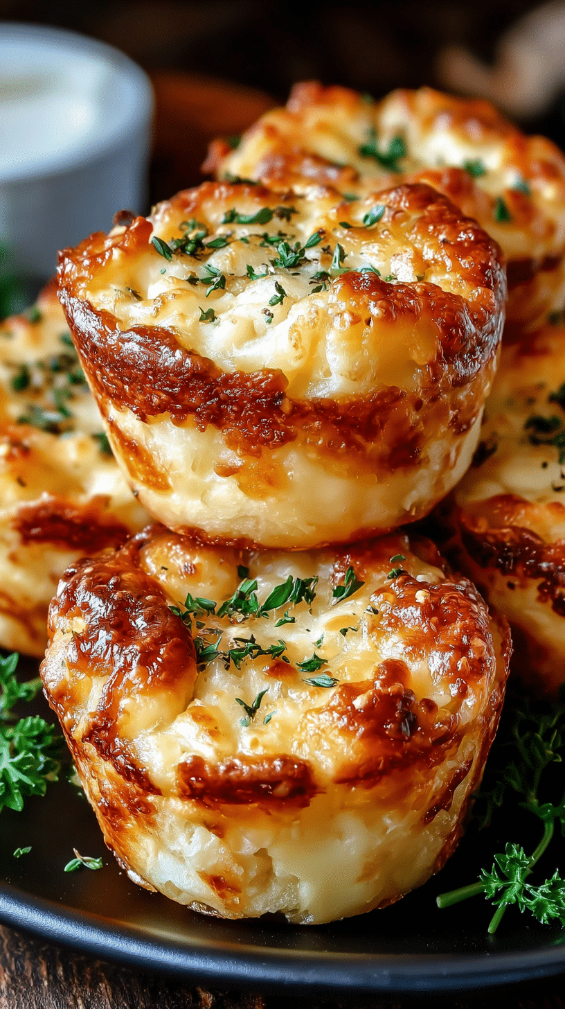 Cheesy Mashed Potato Puff Bites being served on beautiful dinnerware