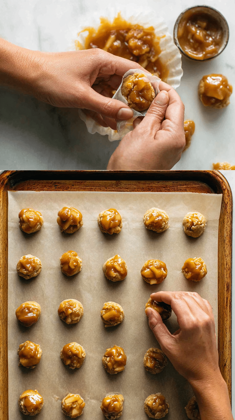 Preparing Chewy Caramel Apple Cookies step by step cooking process