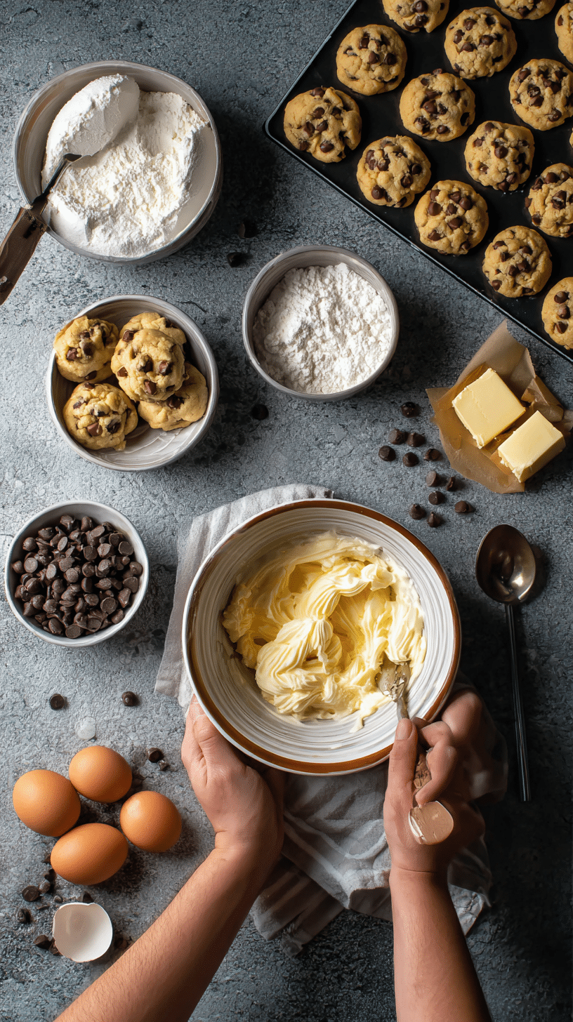 Preparing Chocolate Chip Cheesecake Cookies step by step cooking process
