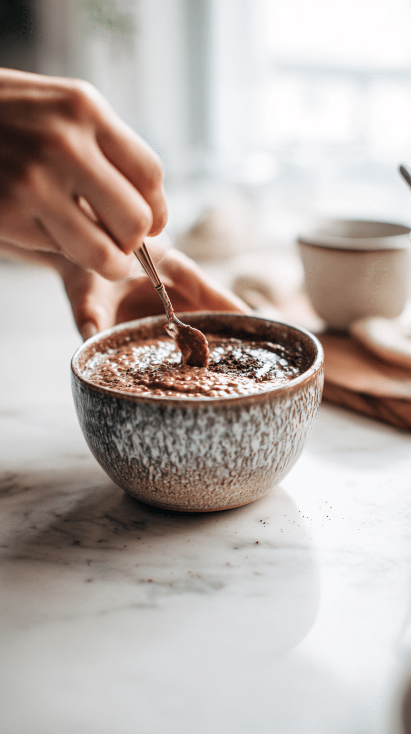 Chocolate Peanut Butter Protein Overnight Oats step 1 instructional process shot