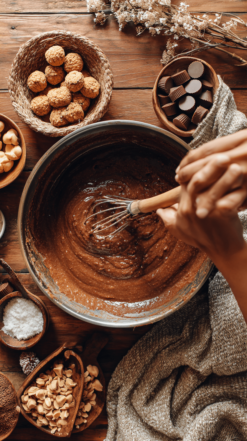 Preparing Chocolate Peanut Butter Ruckus step by step cooking process