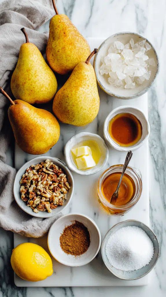 cinnamon maple baked pears ingredients