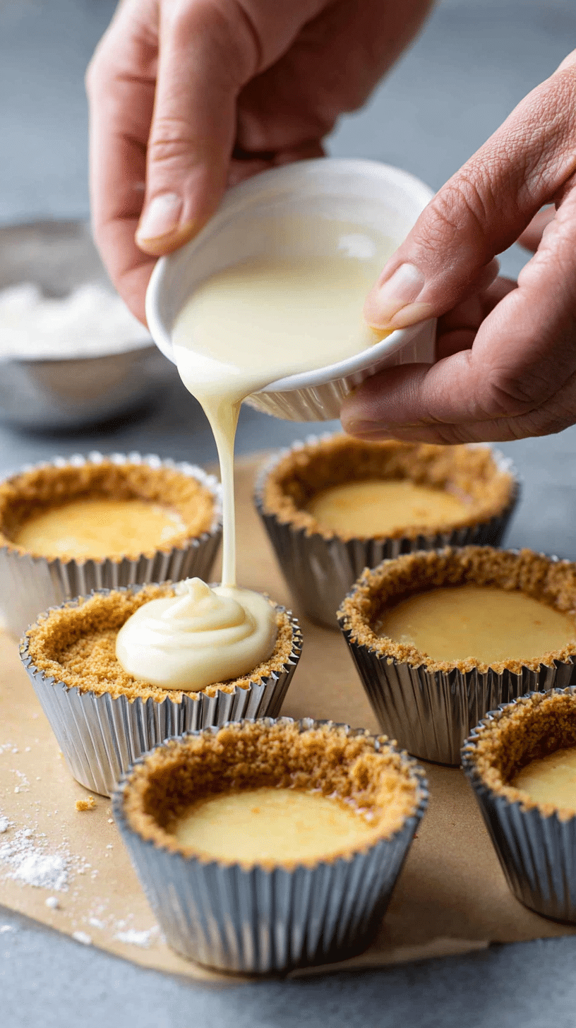 Preparing Crème Brûlée Cheesecake Cupcakes step by step cooking process