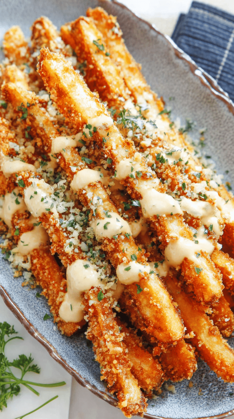 Crispy Louisiana Voodoo Fries being served on beautiful dinnerware