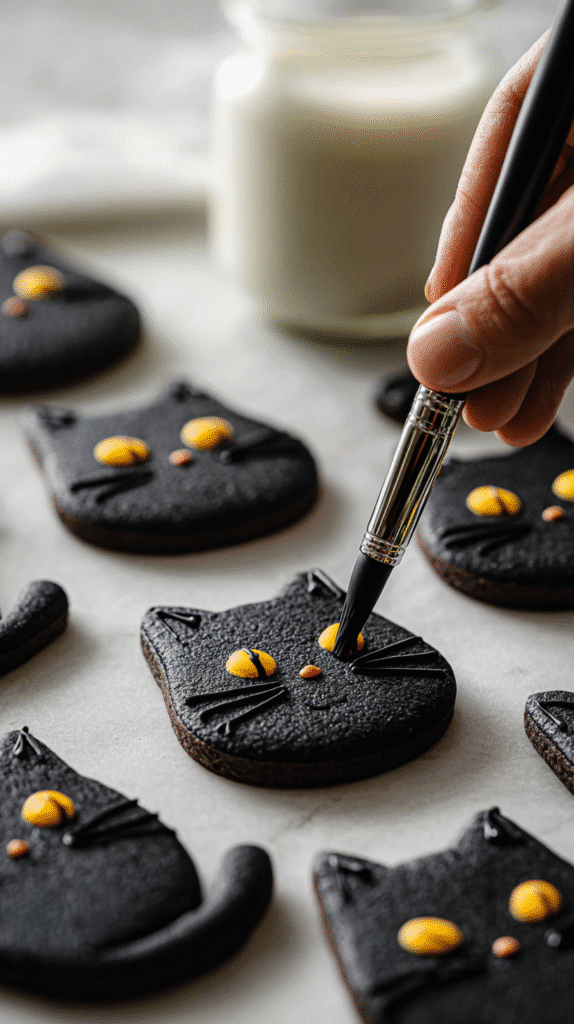 decorating cookie halloween cat cookies with icing