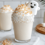 Drunken Ghost Milkshake hero shot with marshmallow ghost garnish