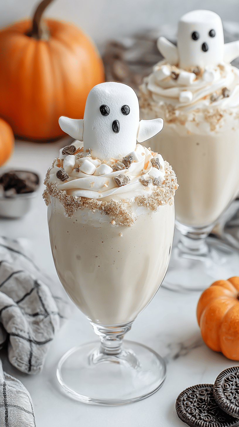Drunken Ghost Milkshake being served on beautiful dinnerware