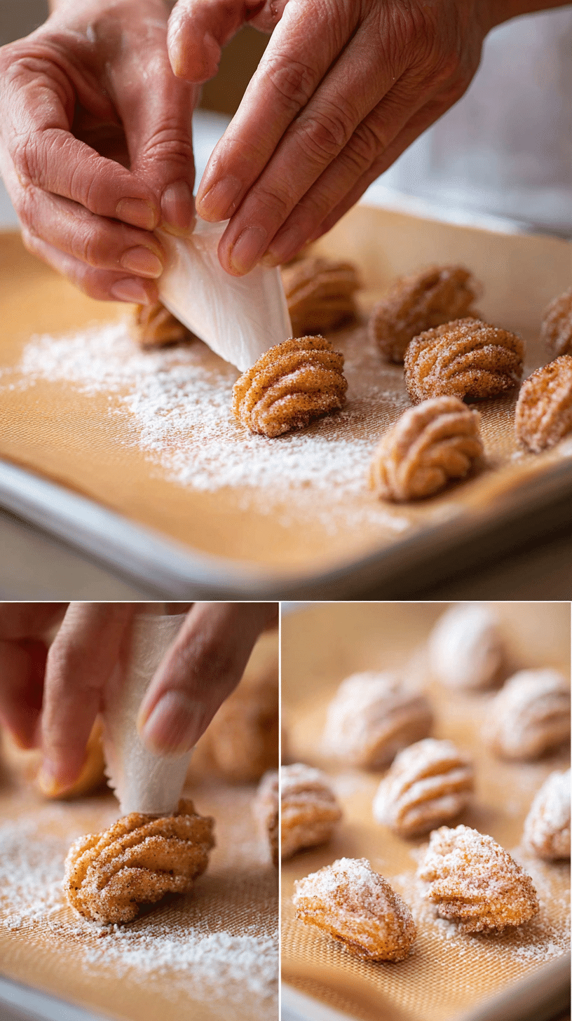 Preparing Easy Baked Churro Bites step by step cooking process