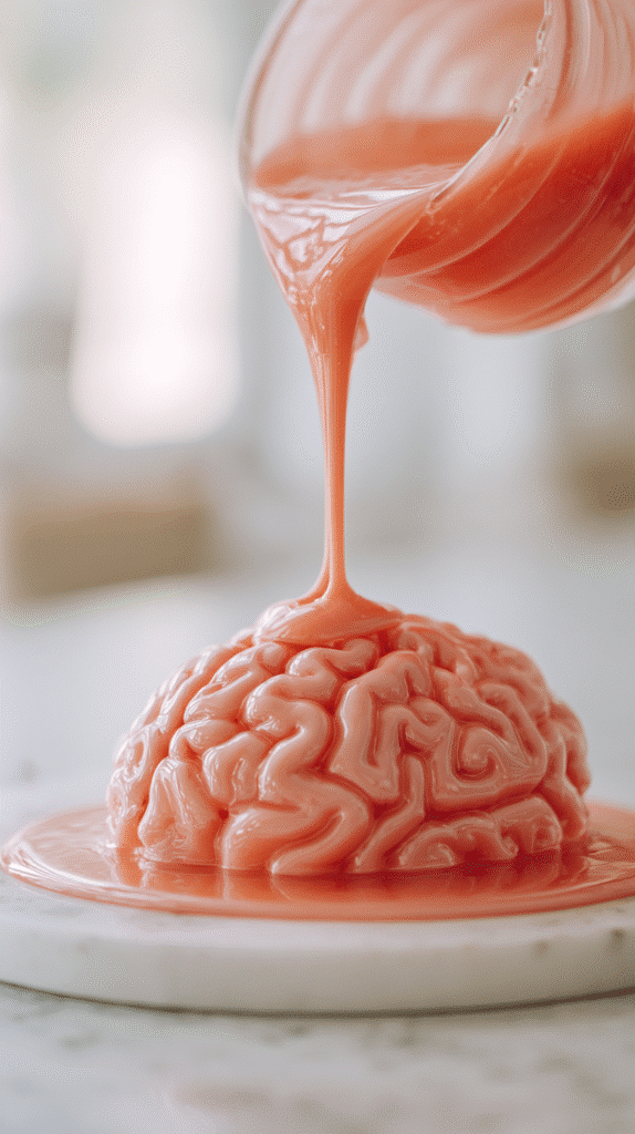 glowing jello brain centerpiece under black light