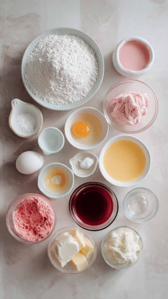 halloween cupcake brains ingredients flat lay