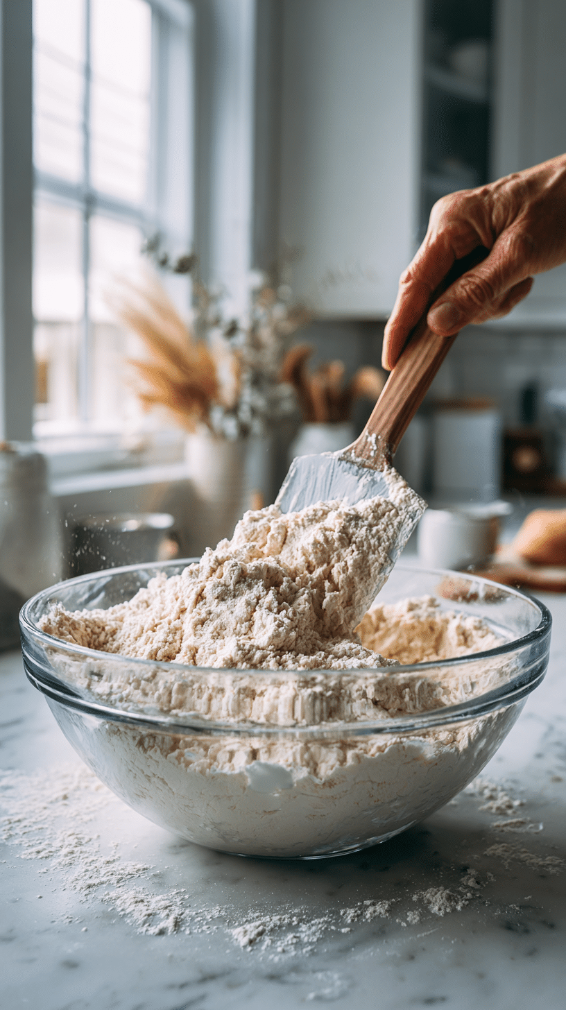 Folding flour mixture into wet ingredients for Maple Brown Sugar Cookies dough