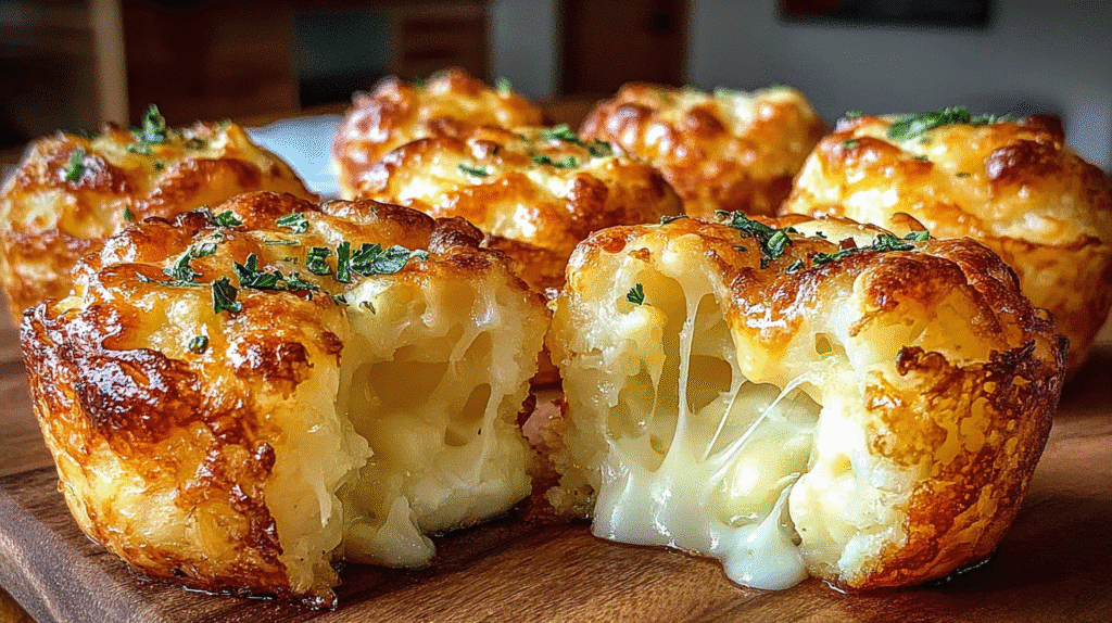 Hero shot of Mashed Potato Cheese Puffs with golden crispy exterior