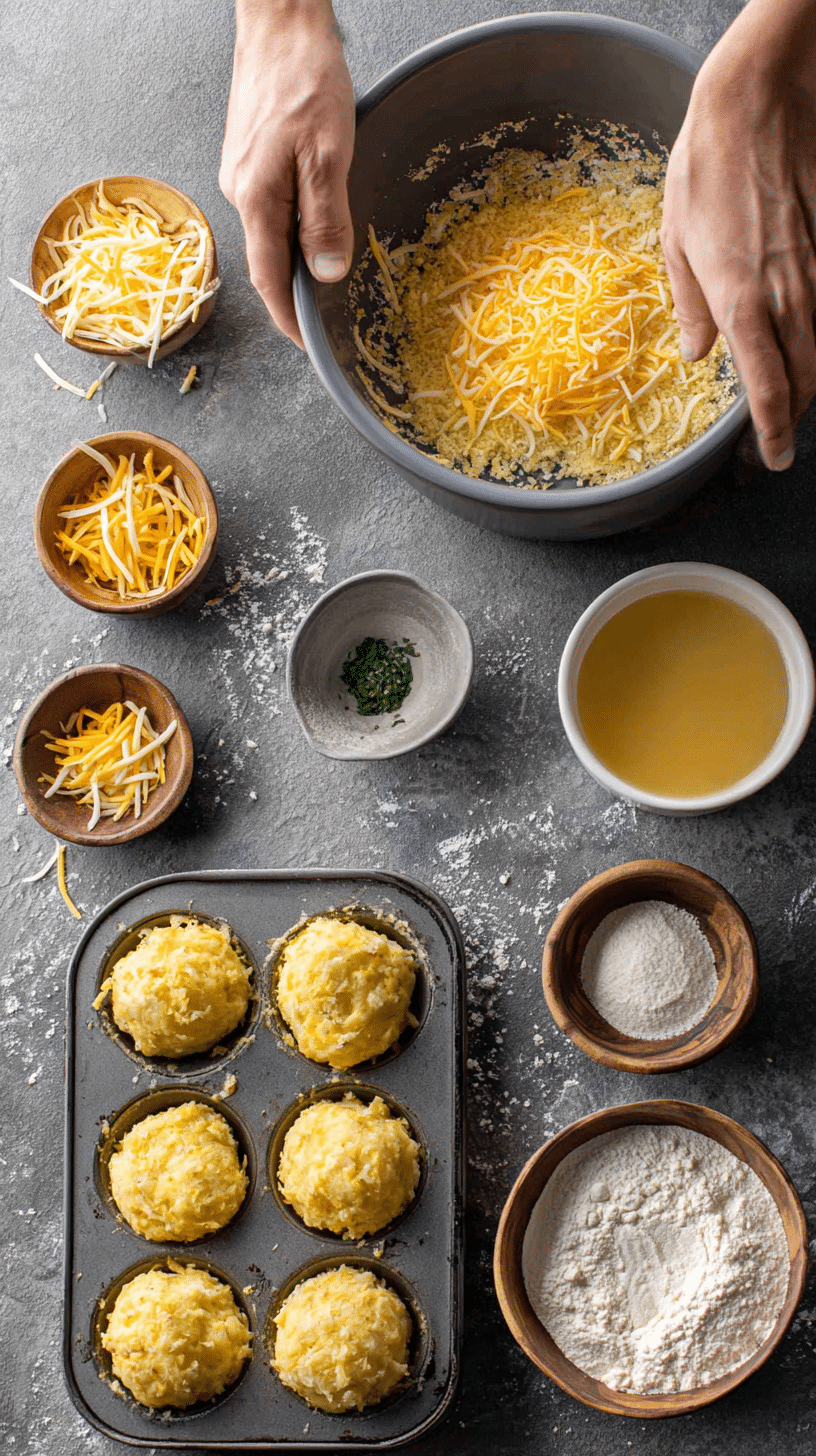 Preparing Mashed Potato Cheese Puffs step by step cooking process
