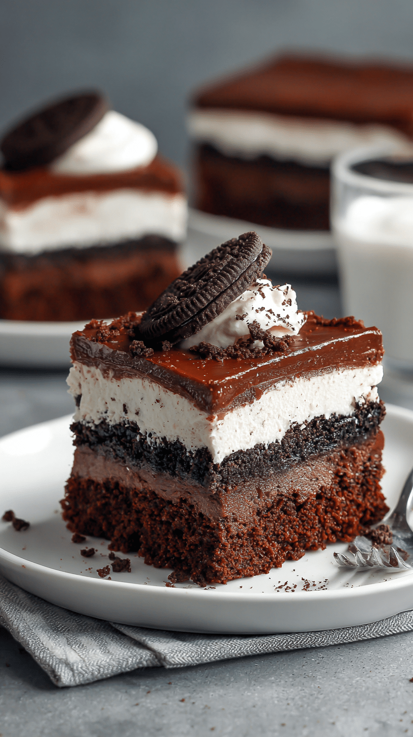 Mouthwatering Slutty Brownies being served on beautiful dinnerware