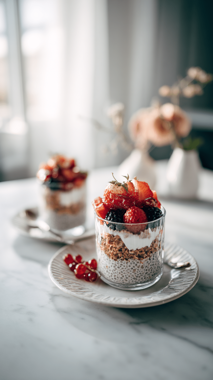 Overnight Oats Rezepte being served on beautiful dinnerware
