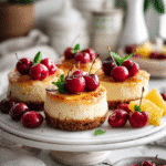 Pineapple Upside-down cheesecakes recipe card with complete instructions