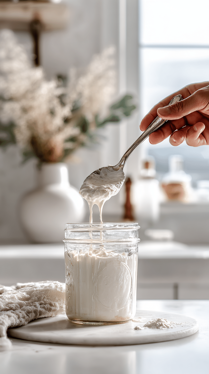 Step 3 of Protein Overnight Oats showing all ingredients being stirred together in a glass jar