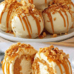 Pumpkin Cheesecake Balls being served on beautiful dinnerware