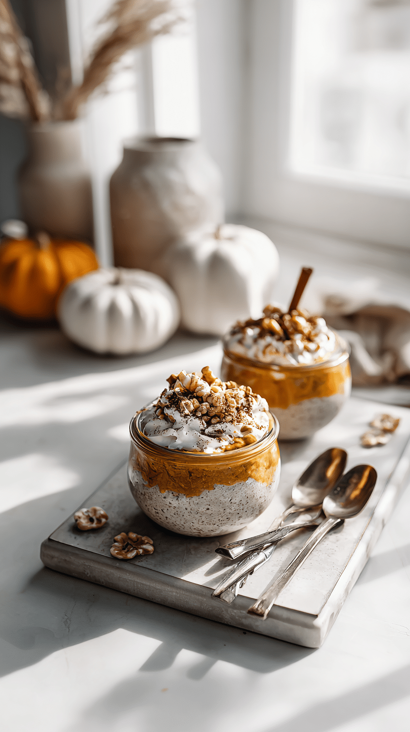 Pumpkin Cheesecake Overnight Oats recipe card with complete instructions