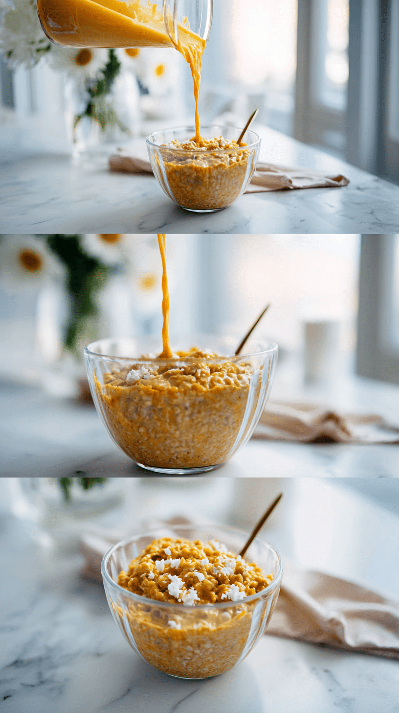Pumpkin Cheesecake Overnight Oats step 3 instructional process shot