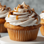 Hero shot of pumpkin cinnamon roll cupcakes